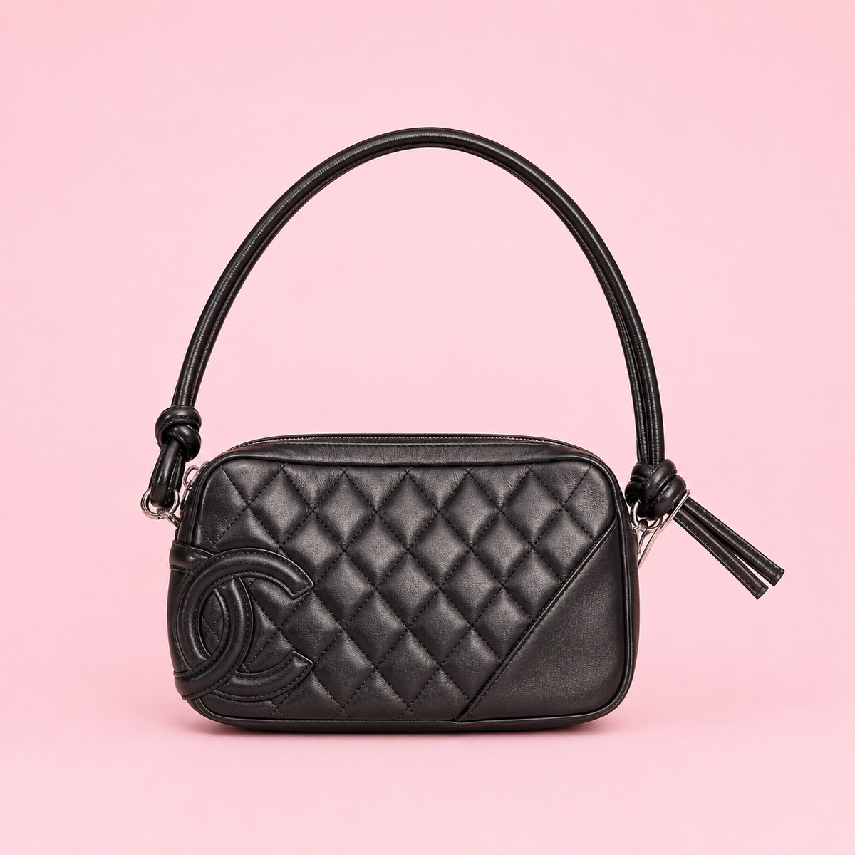 Chanel Cambon Ligne Black Quilted Lambskin Pochette Shoulder Bag