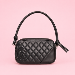 Chanel Cambon Ligne Black Quilted Lambskin Pochette Shoulder Bag