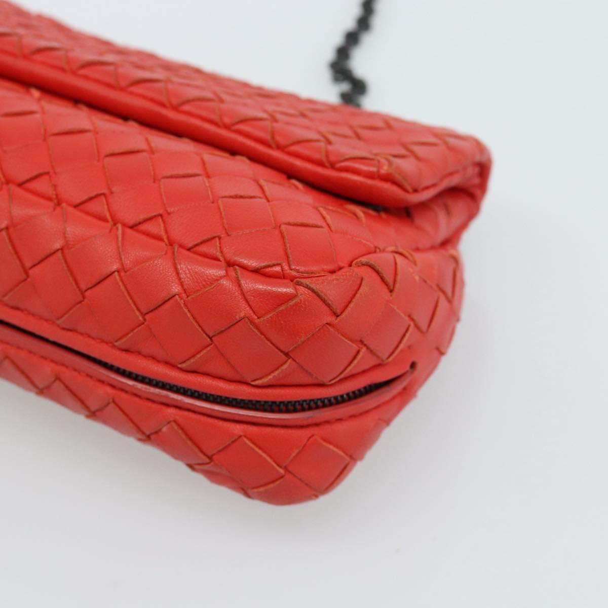 Bottega Veneta Intrecciato Red Chain Shoulder Bag