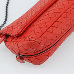 Bottega Veneta Intrecciato Red Chain Shoulder Bag