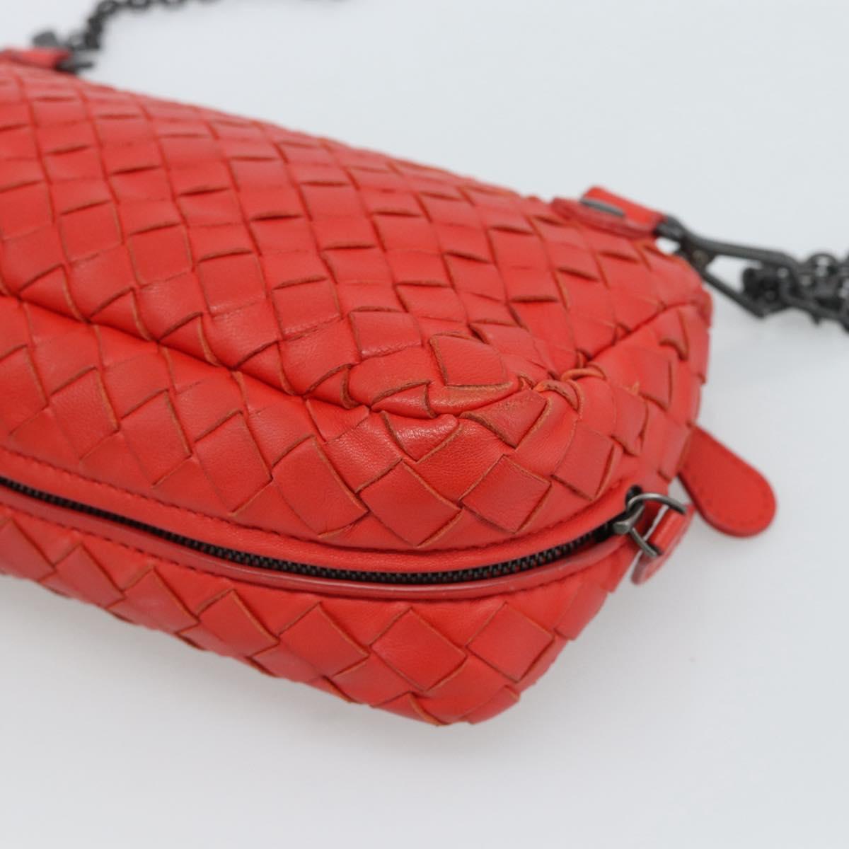 Bottega Veneta Intrecciato Red Chain Shoulder Bag