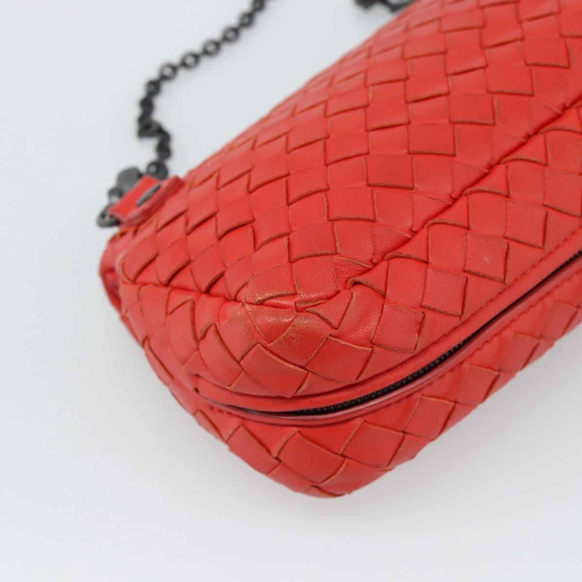 Bottega Veneta Intrecciato Red Chain Shoulder Bag