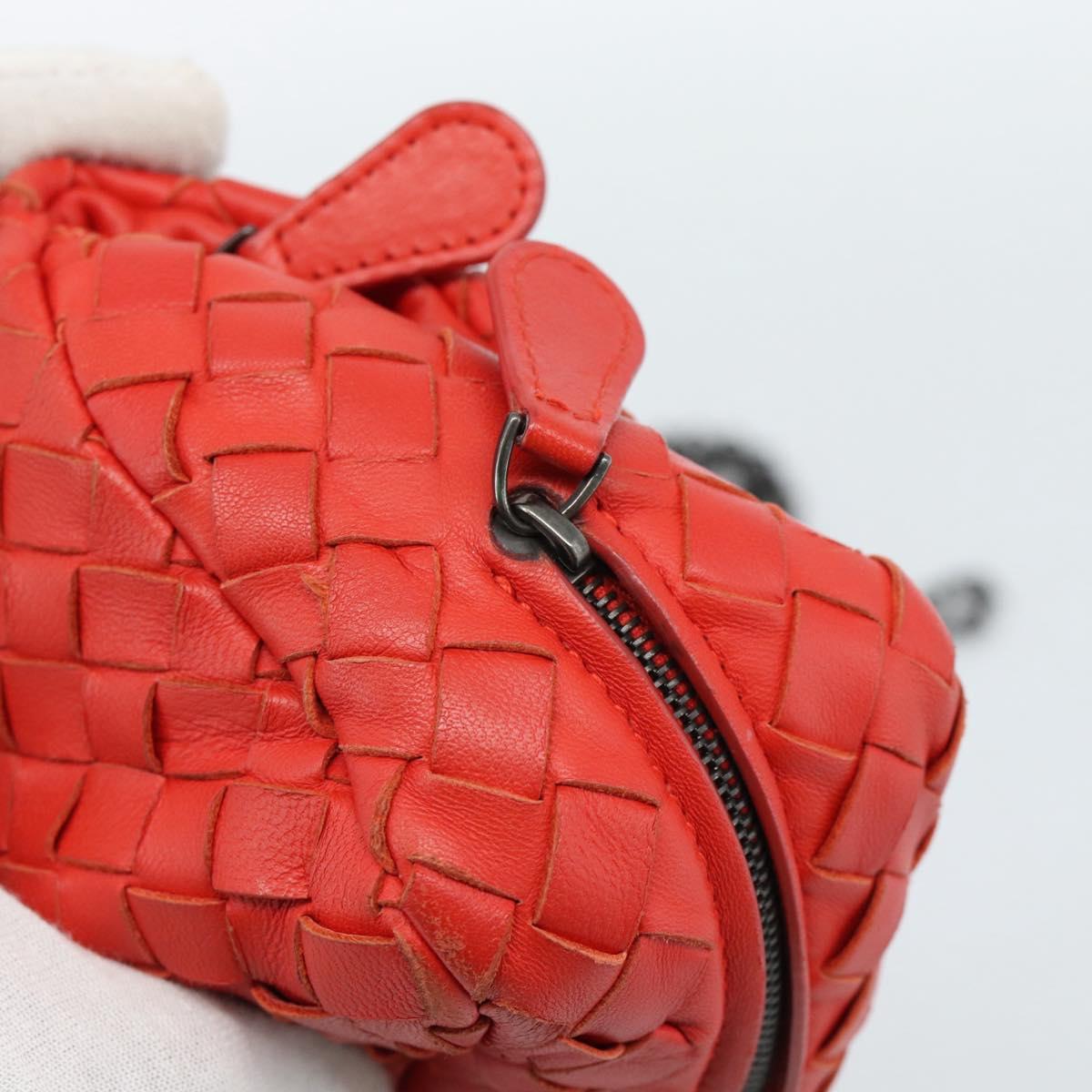 Bottega Veneta Intrecciato Red Chain Shoulder Bag