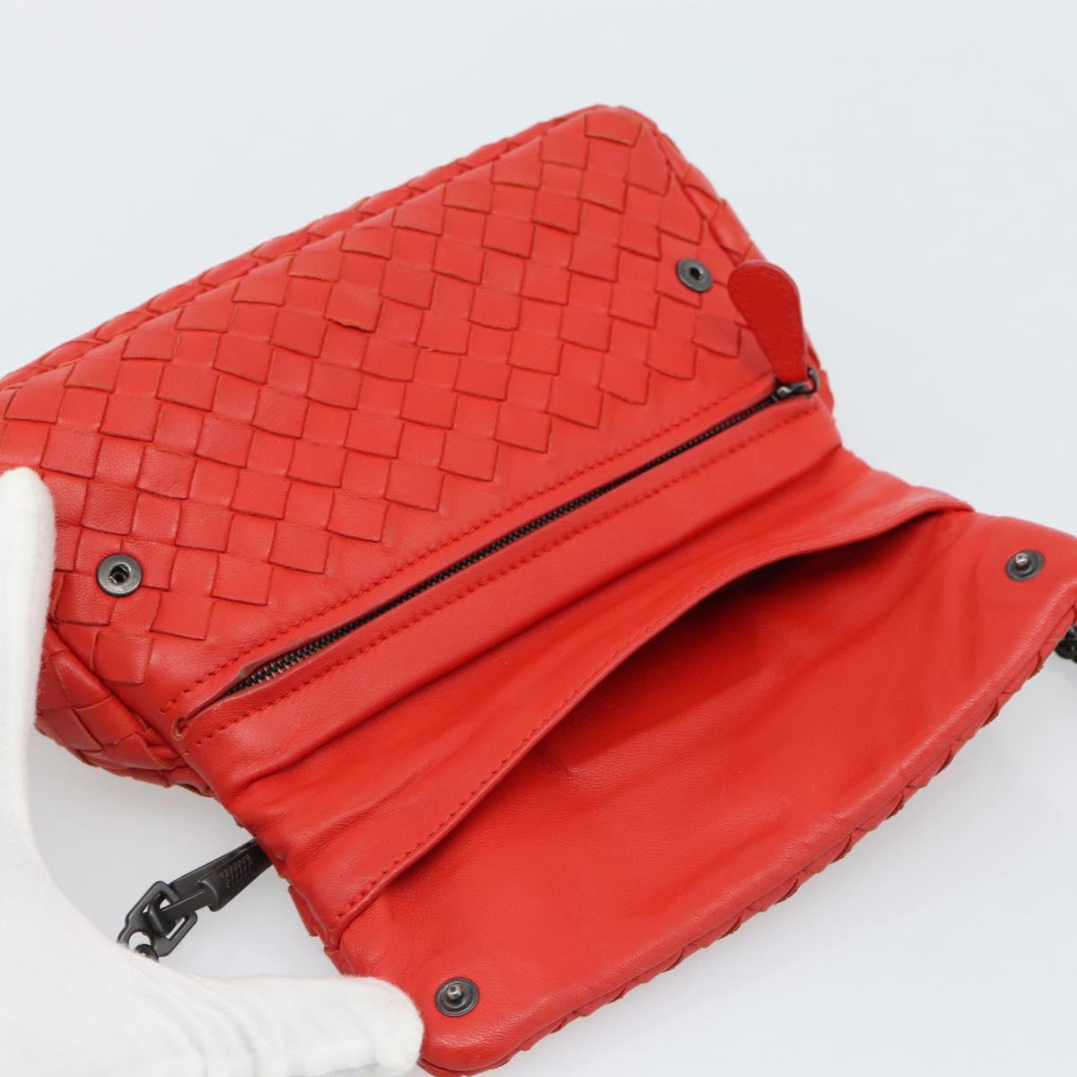 Bottega Veneta Intrecciato Red Chain Shoulder Bag