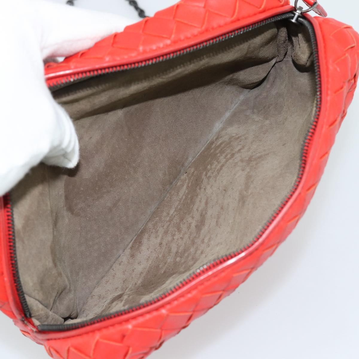 Bottega Veneta Intrecciato Red Chain Shoulder Bag