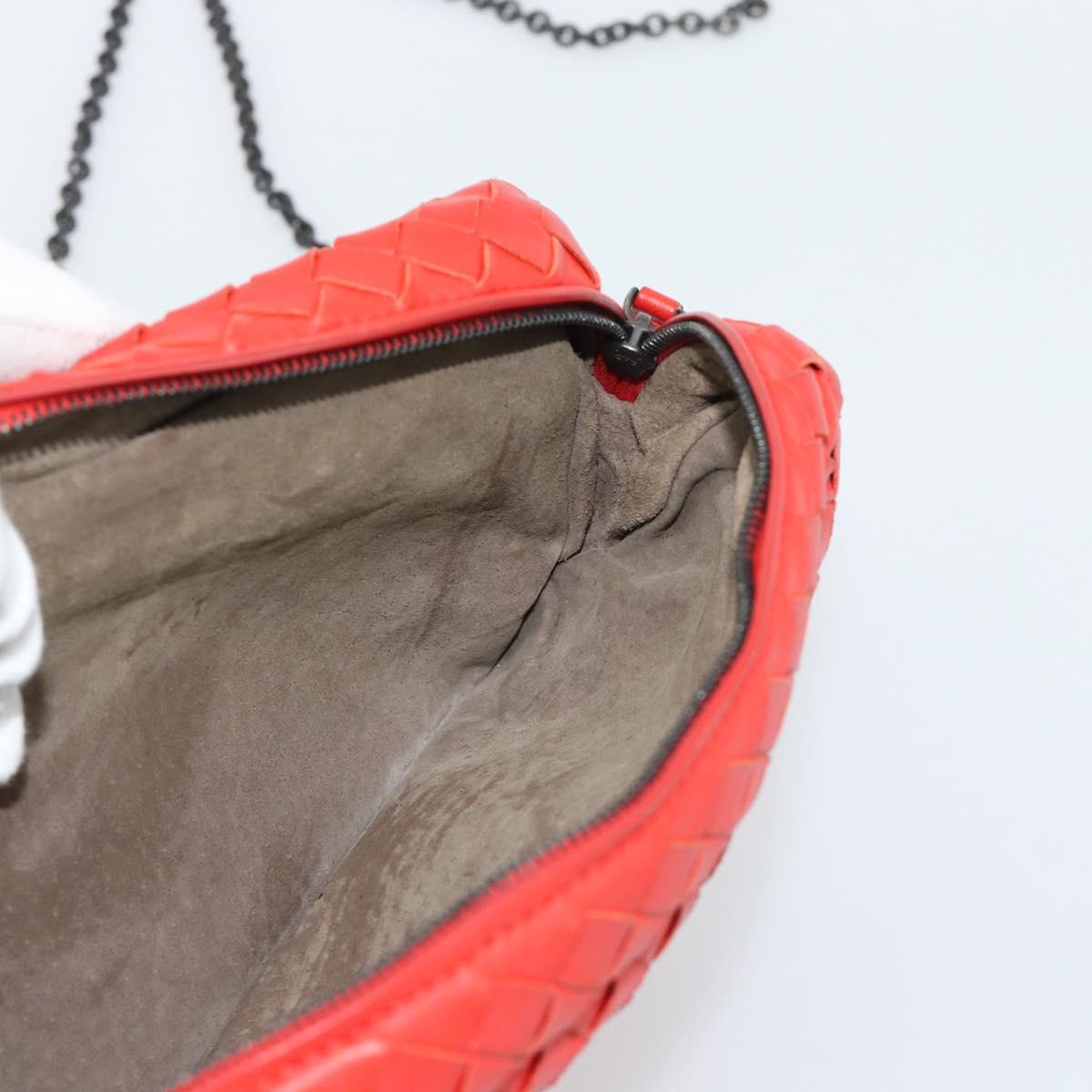 Bottega Veneta Intrecciato Red Chain Shoulder Bag