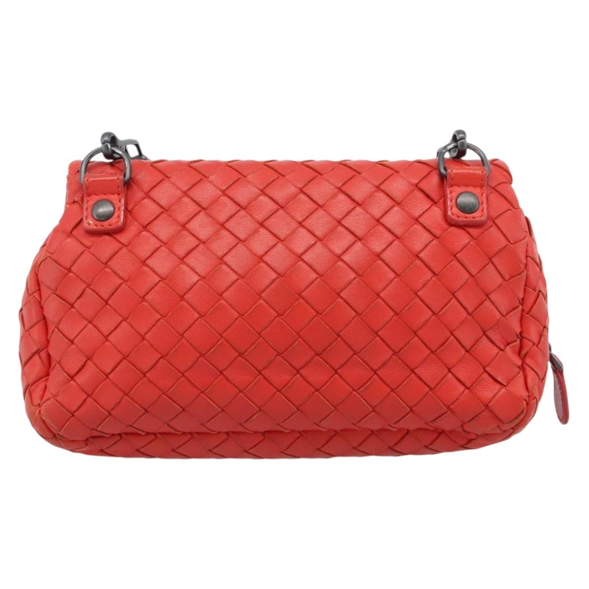 Bottega Veneta Intrecciato Red Chain Shoulder Bag