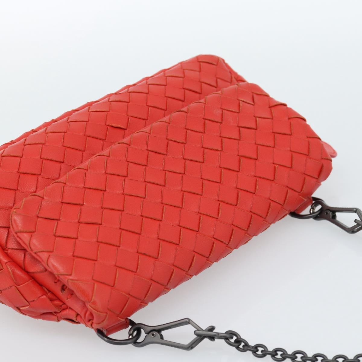 Bottega Veneta Intrecciato Red Chain Shoulder Bag