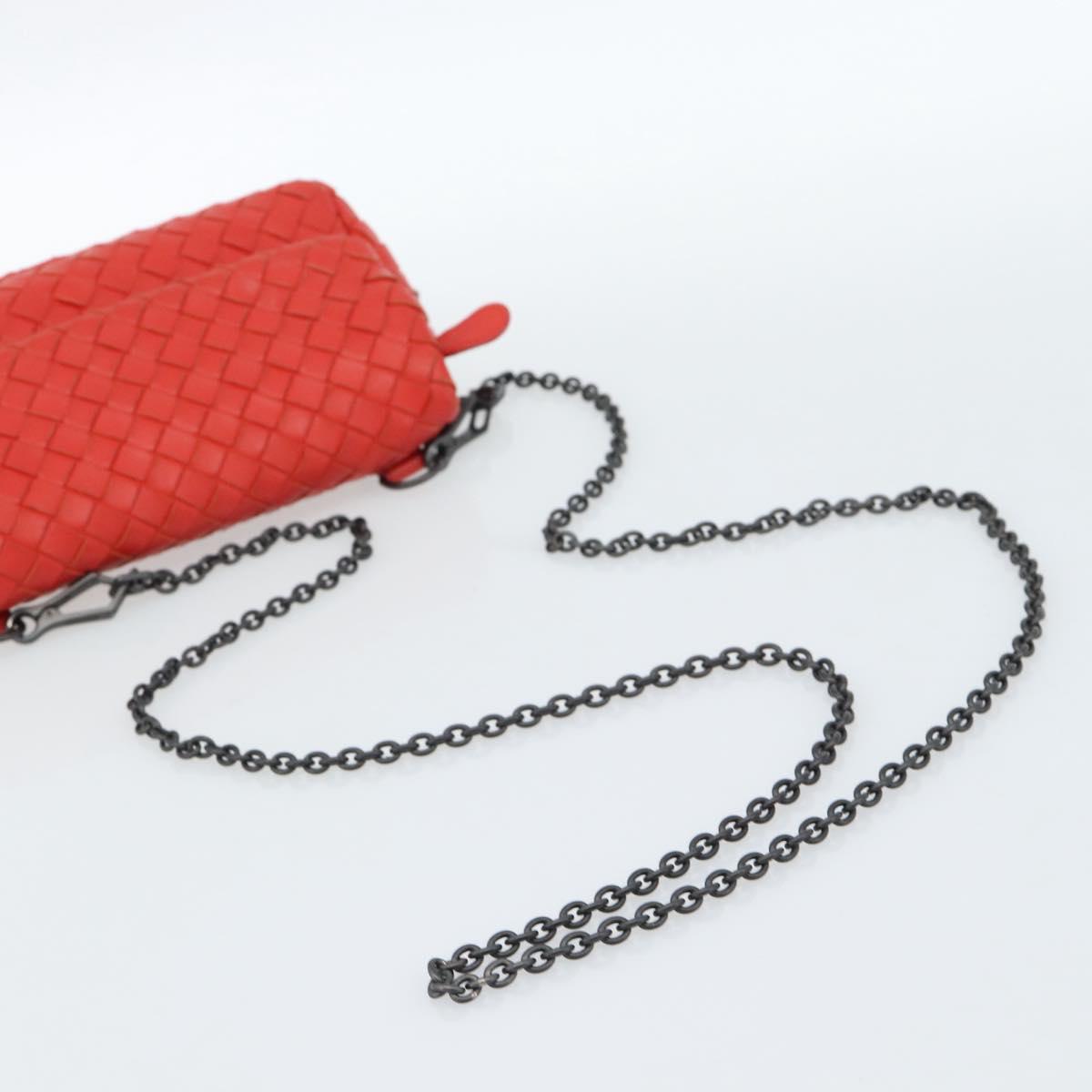 Bottega Veneta Intrecciato Red Chain Shoulder Bag