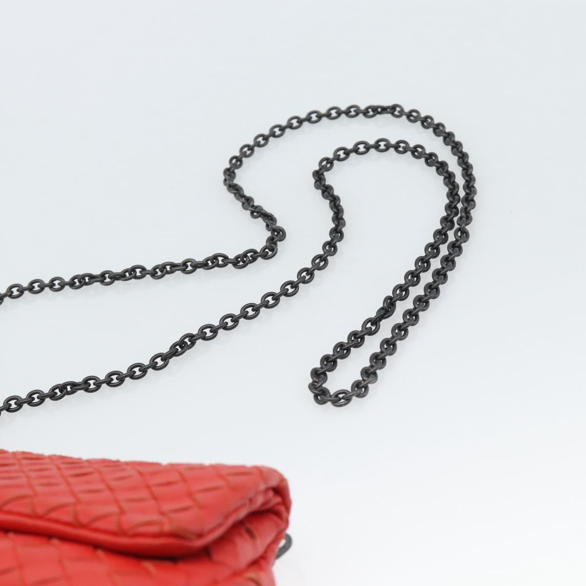 Bottega Veneta Intrecciato Red Chain Shoulder Bag
