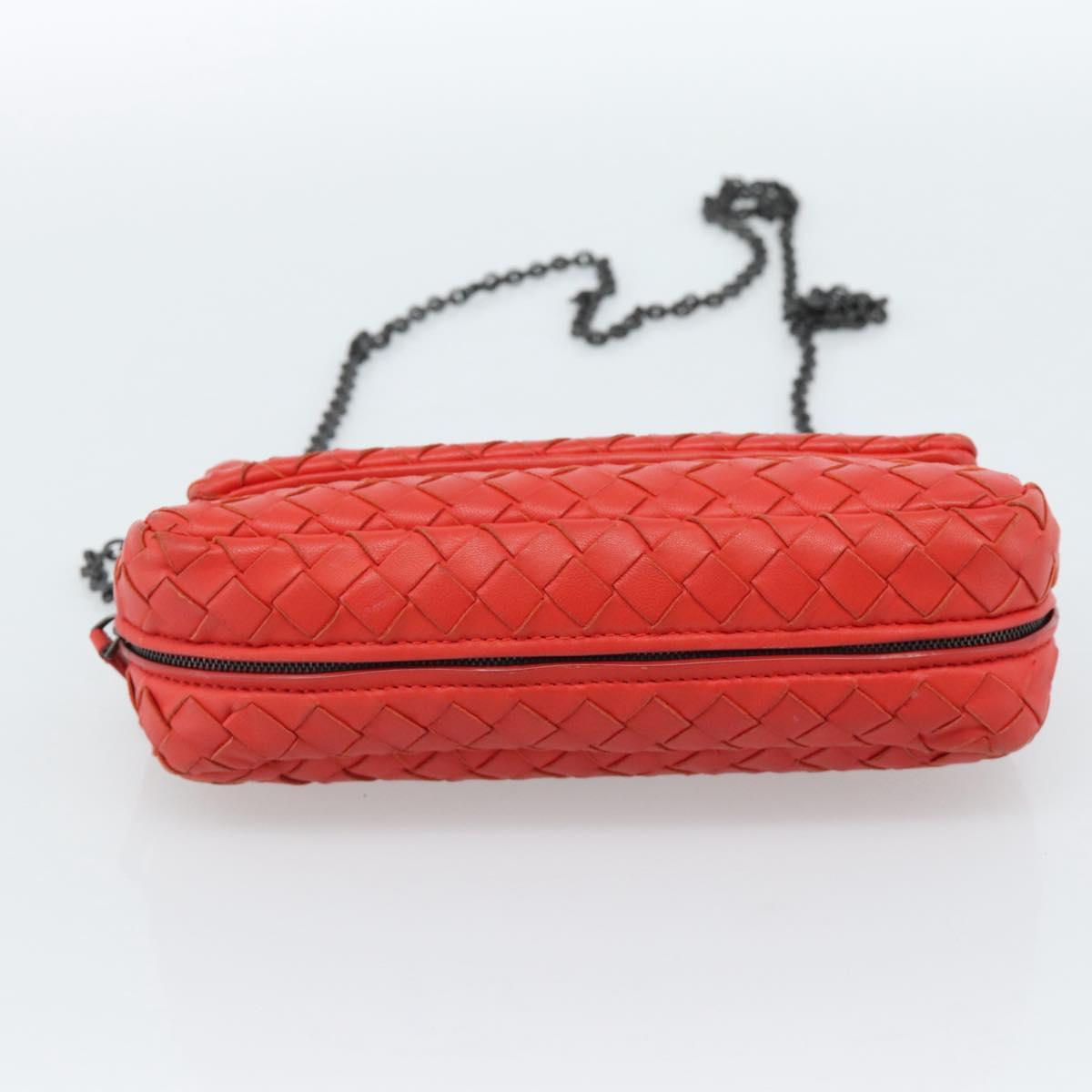 Bottega Veneta Intrecciato Red Chain Shoulder Bag
