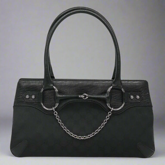 Gucci GG Canvas Horsebit Bag Black (comes with duter bag)