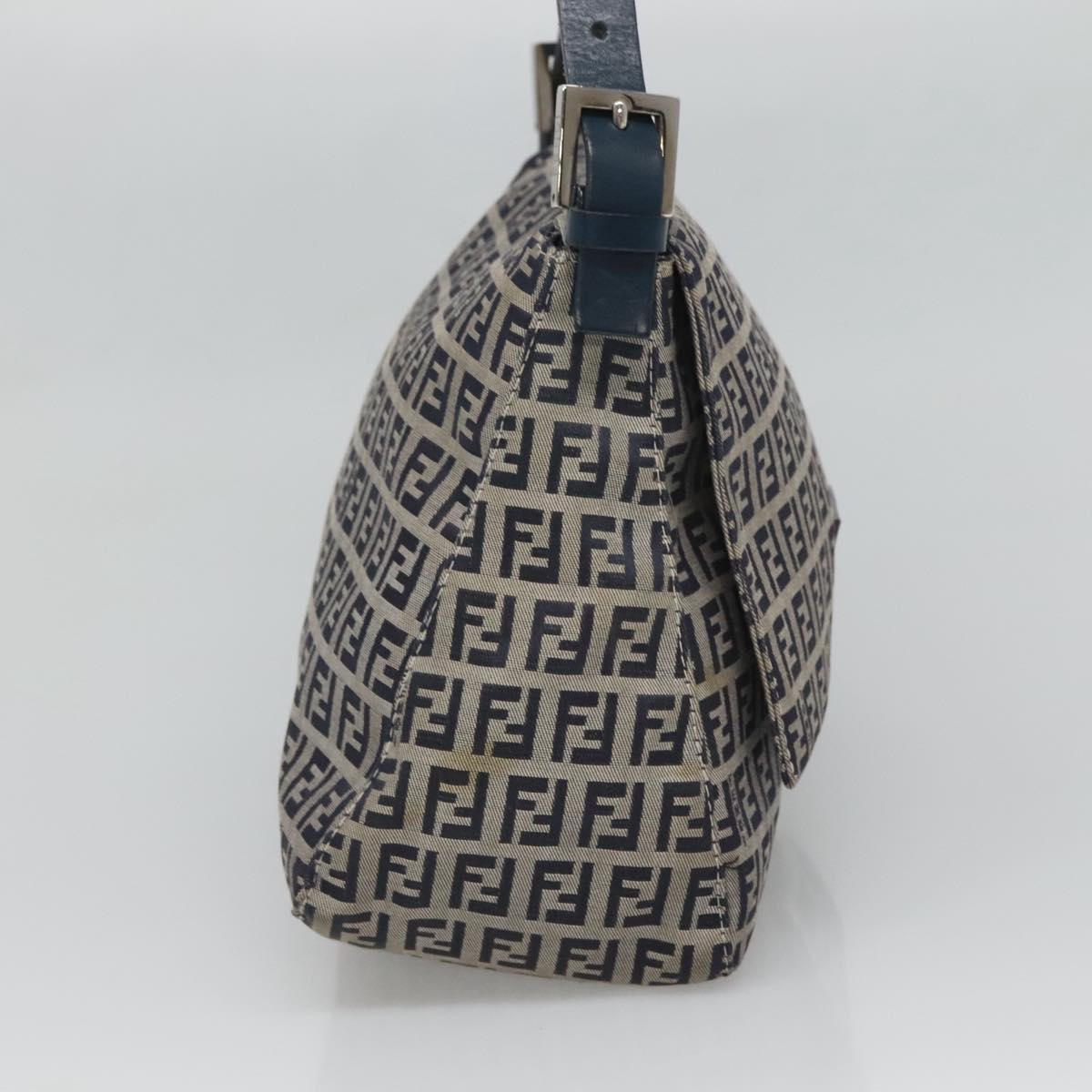 Fendi Zucchino Canvas Mamma Baguette Shoulder Bag Navy