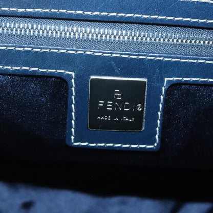 Fendi Zucchino Canvas Mamma Baguette Shoulder Bag Navy