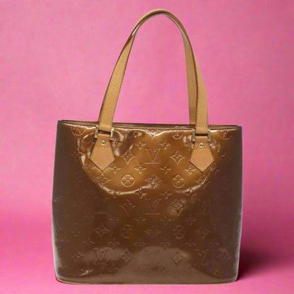 Louis Vuitton Monogram Vernis Houston Hand Bag Bronze