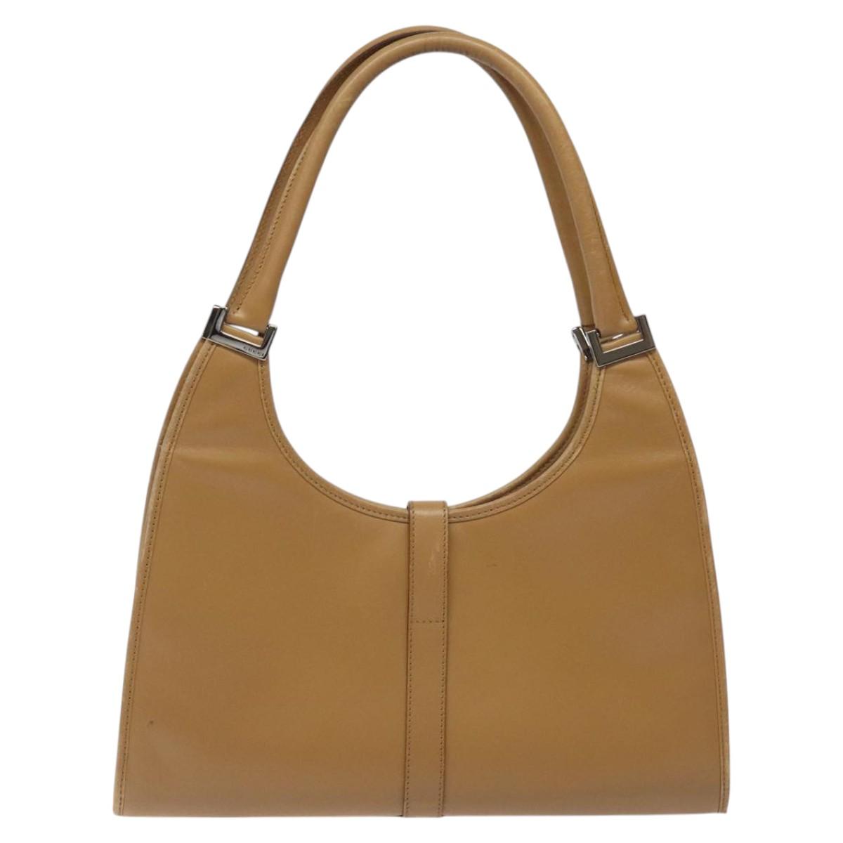 GUCCI Jackie Hand Bag Leather Beige Silver