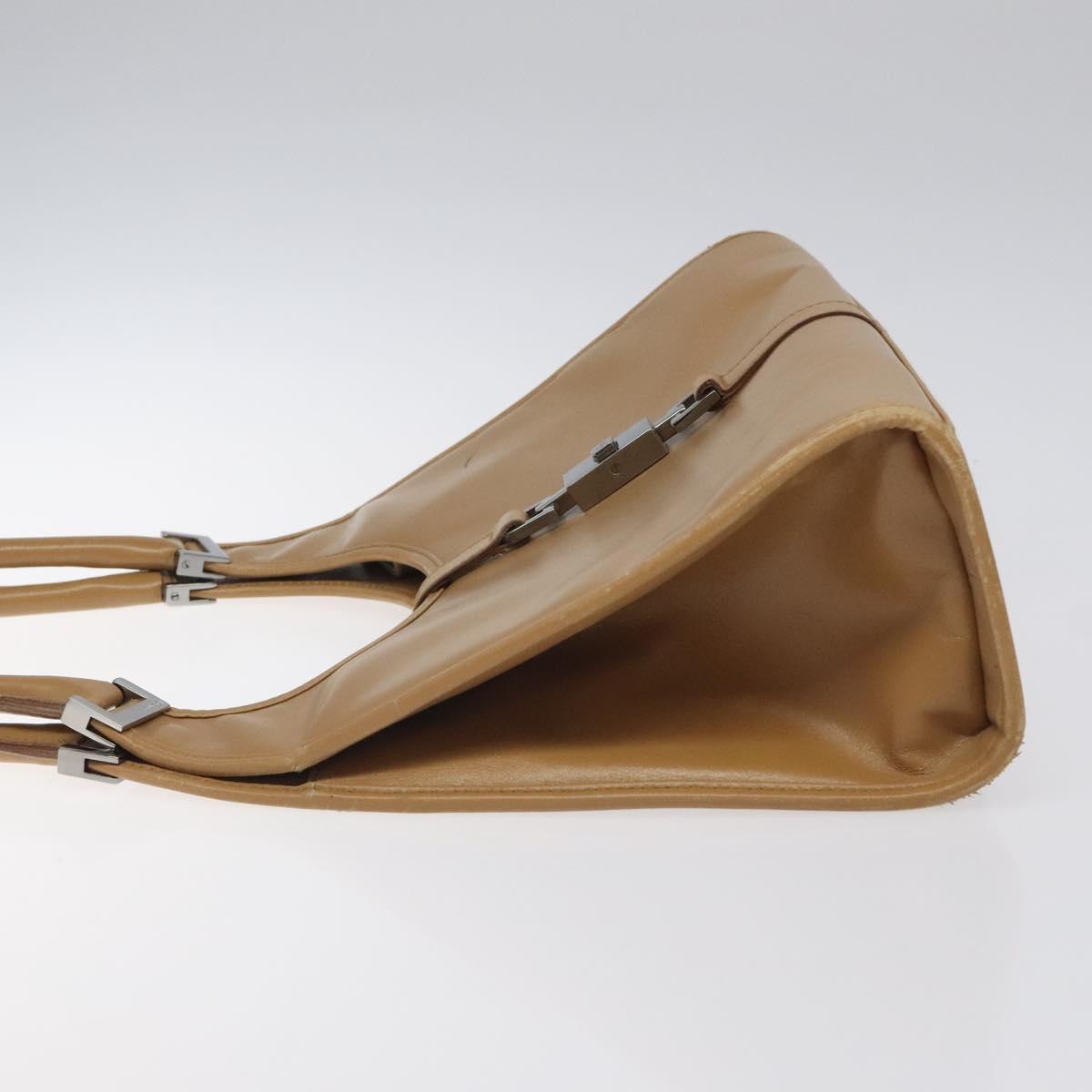 GUCCI Jackie Hand Bag Leather Beige Silver