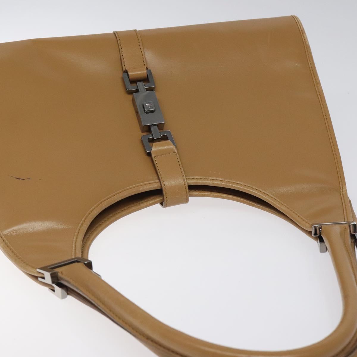 GUCCI Jackie Hand Bag Leather Beige Silver