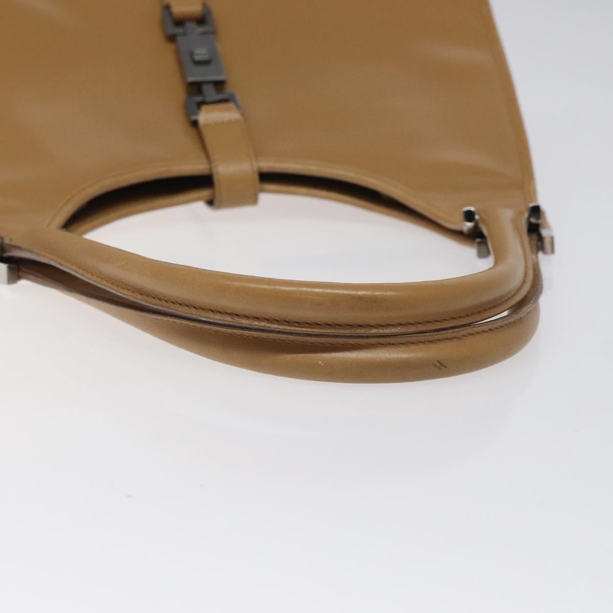 GUCCI Jackie Hand Bag Leather Beige Silver