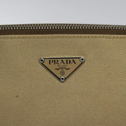 Prada Shoulder Bag Canvas Beige Green