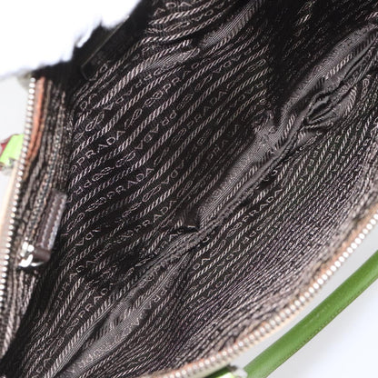 Prada Shoulder Bag Canvas Beige Green
