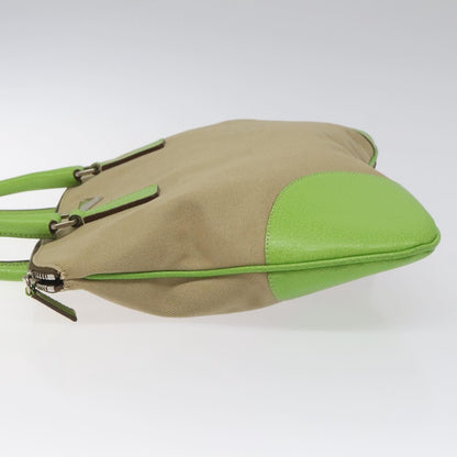 Prada Shoulder Bag Canvas Beige Green