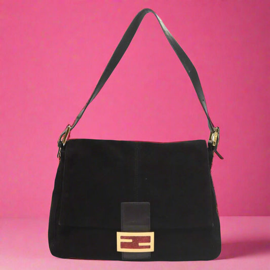 Fendi Mamma Baguette Shoulder Bag Suede