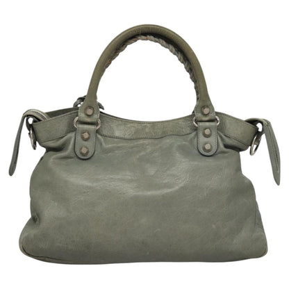 Balenciaga Giant City Hand Bag Leather Light Blue Silver