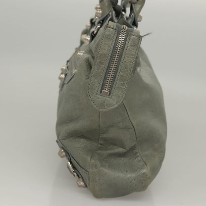 Balenciaga Giant City Hand Bag Leather Light Blue Silver