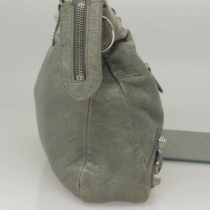 Balenciaga Giant City Hand Bag Leather Light Blue Silver