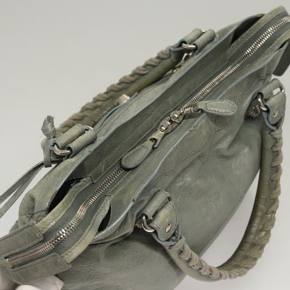 Balenciaga Giant City Hand Bag Leather Light Blue Silver
