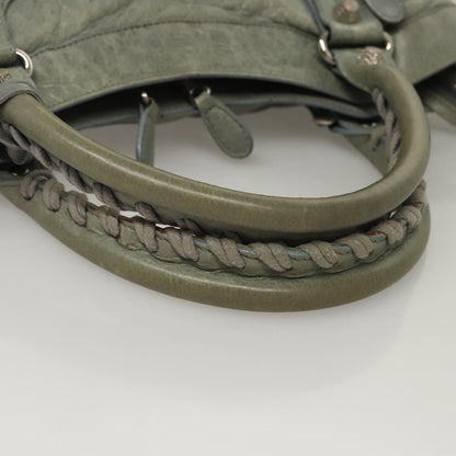 Balenciaga Giant City Hand Bag Leather Light Blue Silver