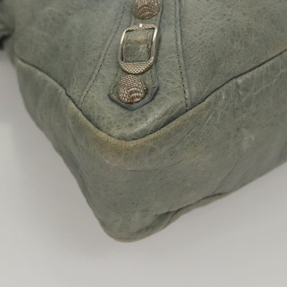 Balenciaga Giant City Hand Bag Leather Light Blue Silver