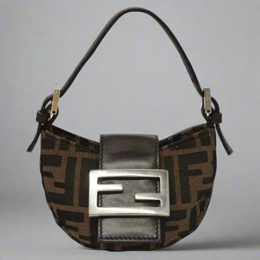 FENDI Zucca Canvas Mini Croissant Hand Bag (comes with duster)