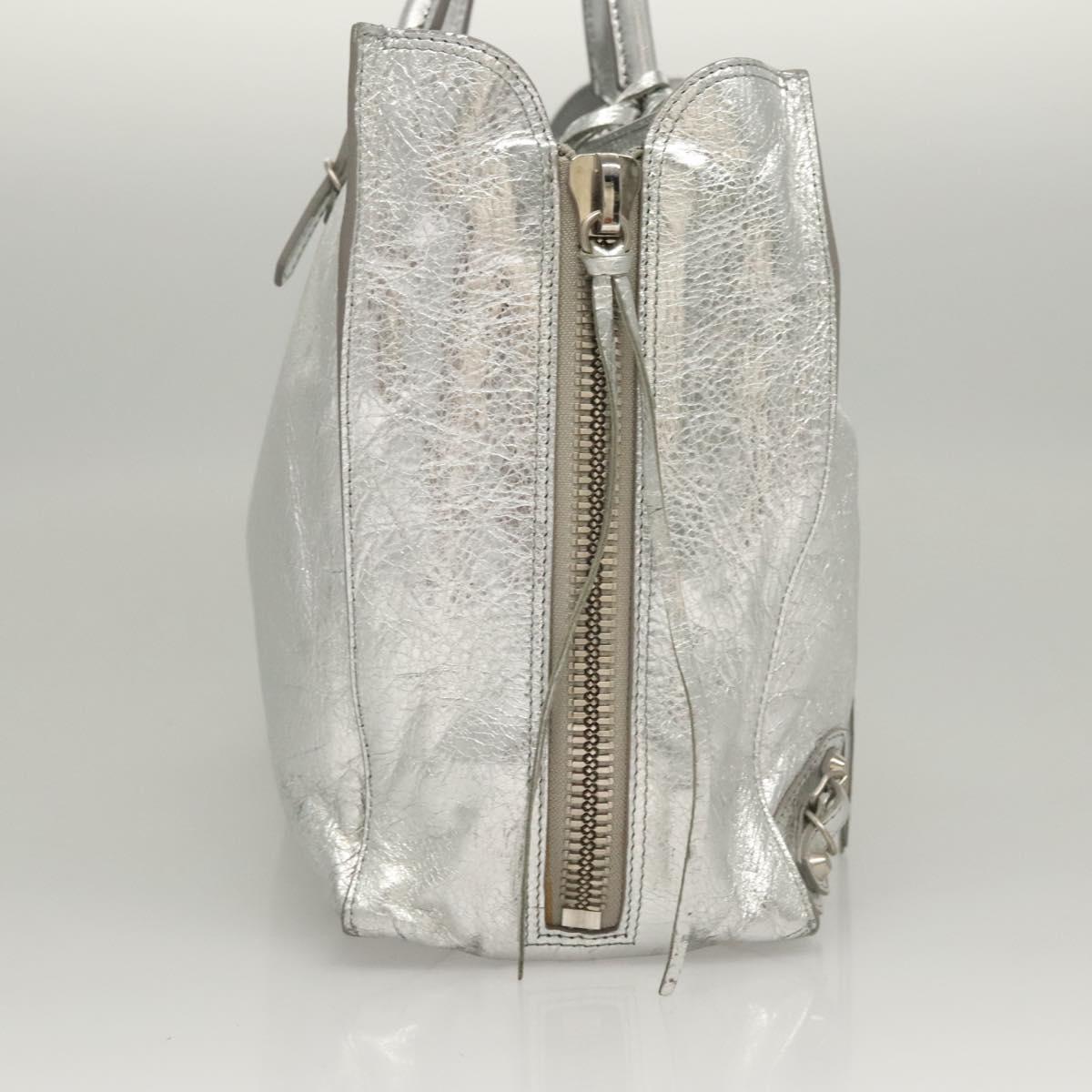 BALENCIAGA Paper Hand Bag Leather Silver