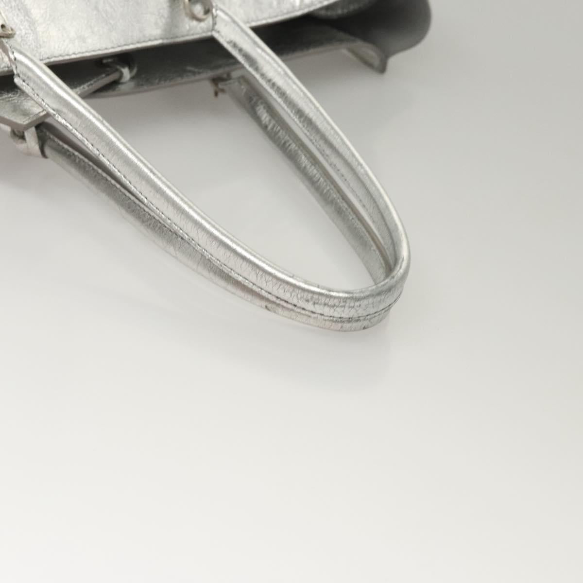 BALENCIAGA Paper Hand Bag Leather Silver