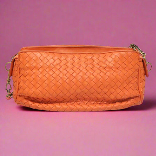 Bottega Veneta Intrecciato Shoulder Bag Leather Orange