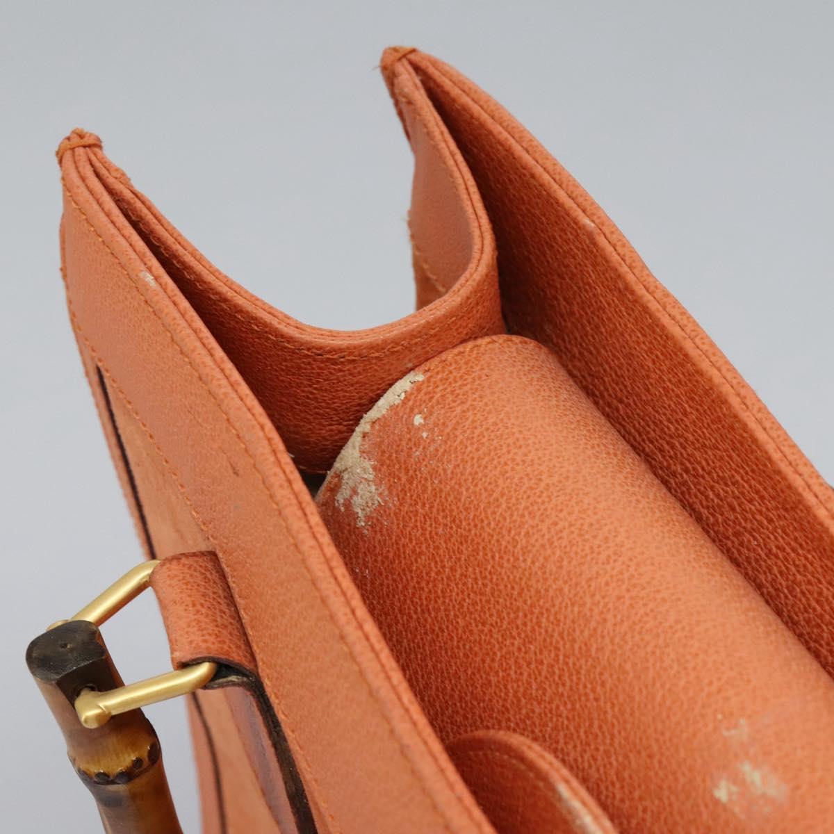 GUCCI Bamboo Hand Bag Suede Orange