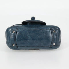 Prada Vitello Shine Sound Leather Two Way Bag Blue