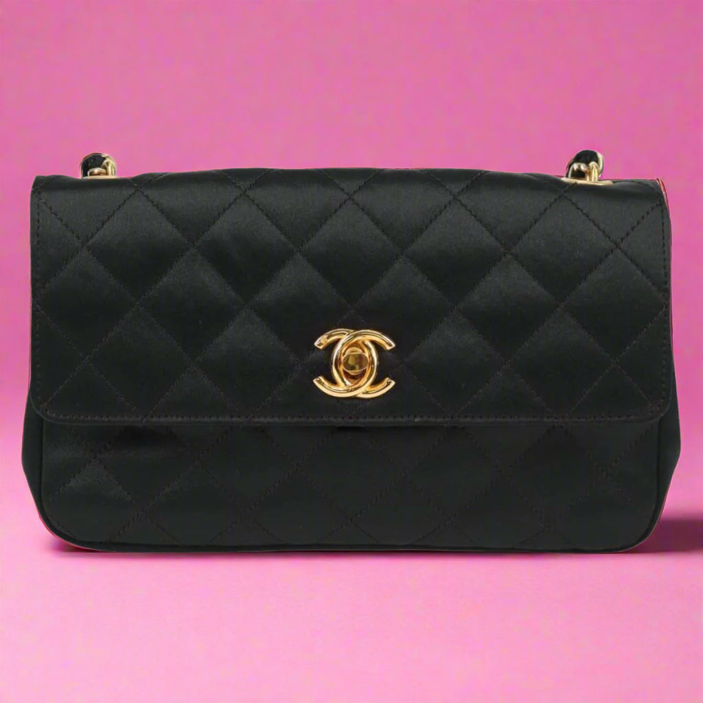 Chanel Mini Matelasse Satin Black