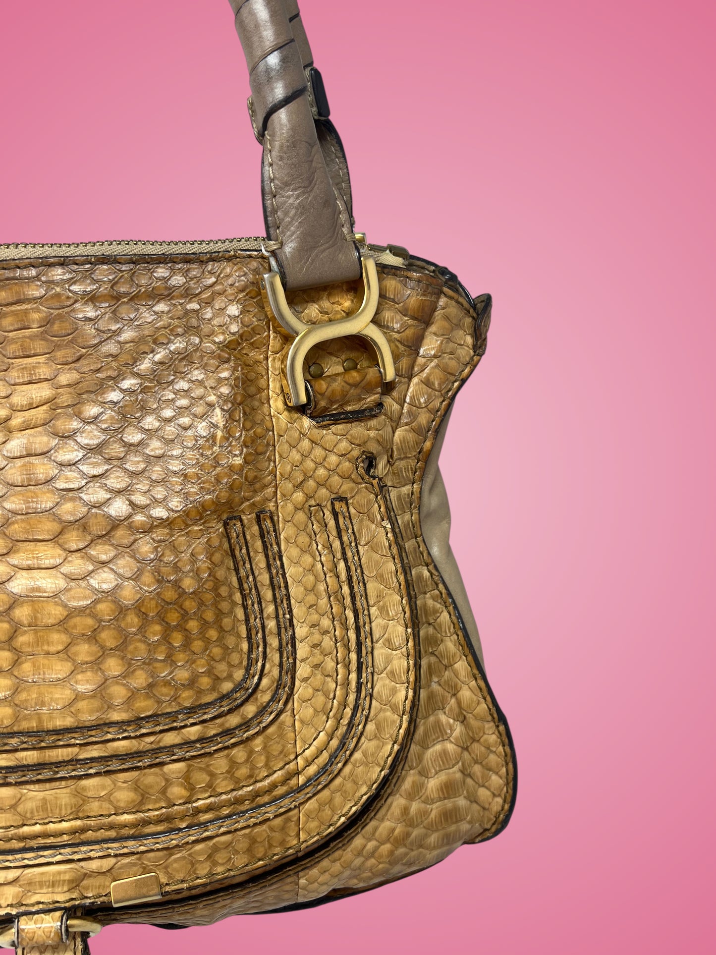 Chloe Brown Python Leather Shoulder Bag