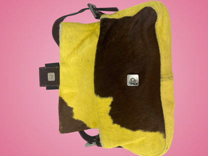 Fendi Baguette Cow Print Pony Hair Brown & Yellow