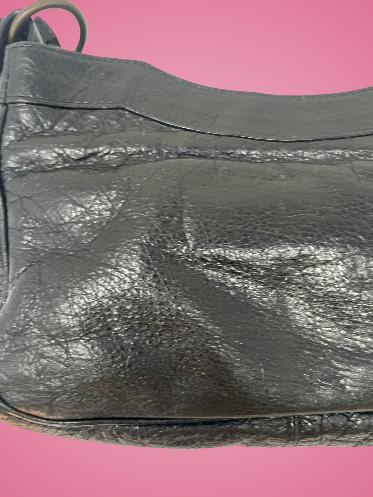 Balenciaga Moto Hip Crossbody Bag Black Leather