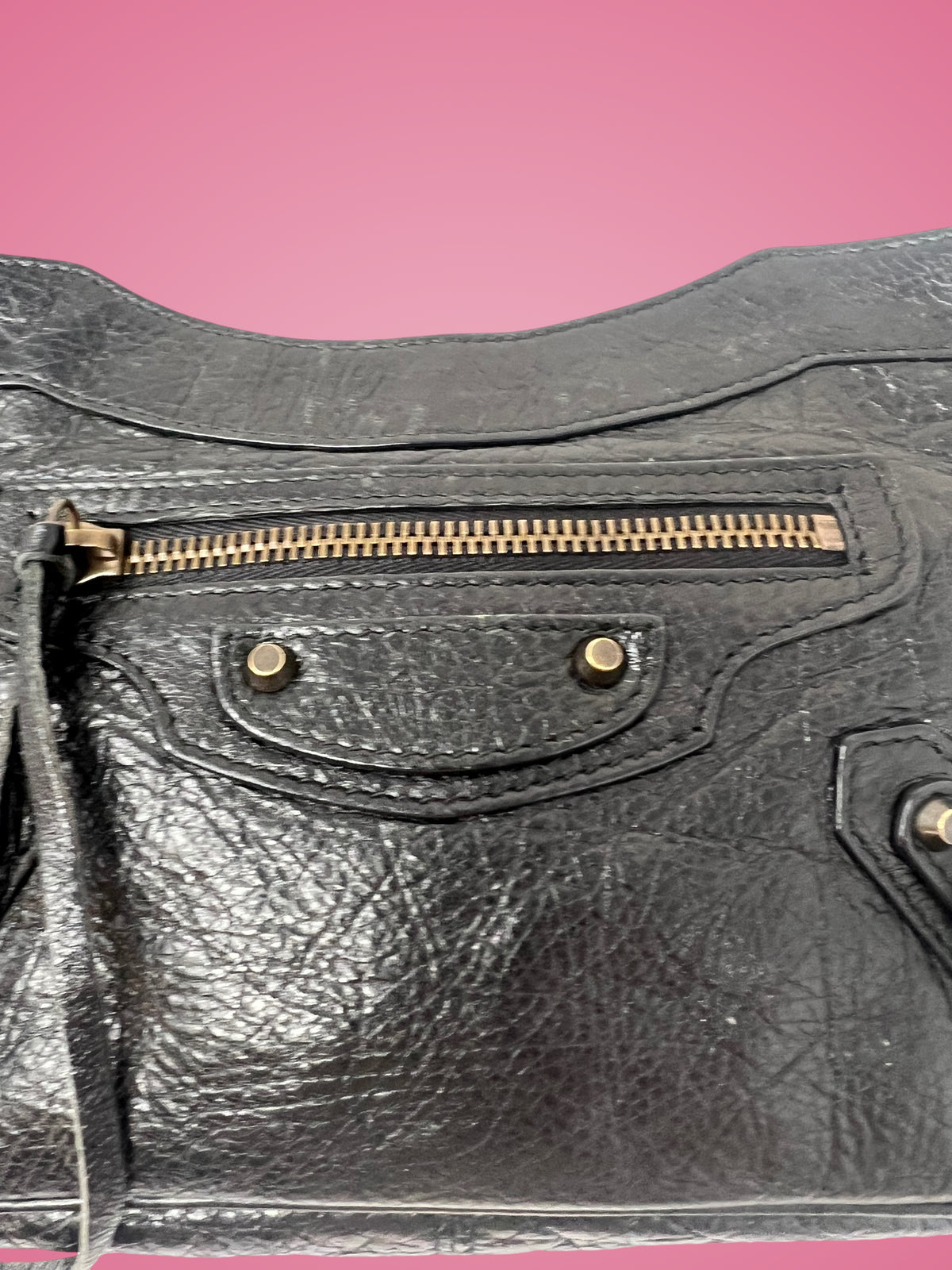 Balenciaga Moto Hip Crossbody Bag Black Leather