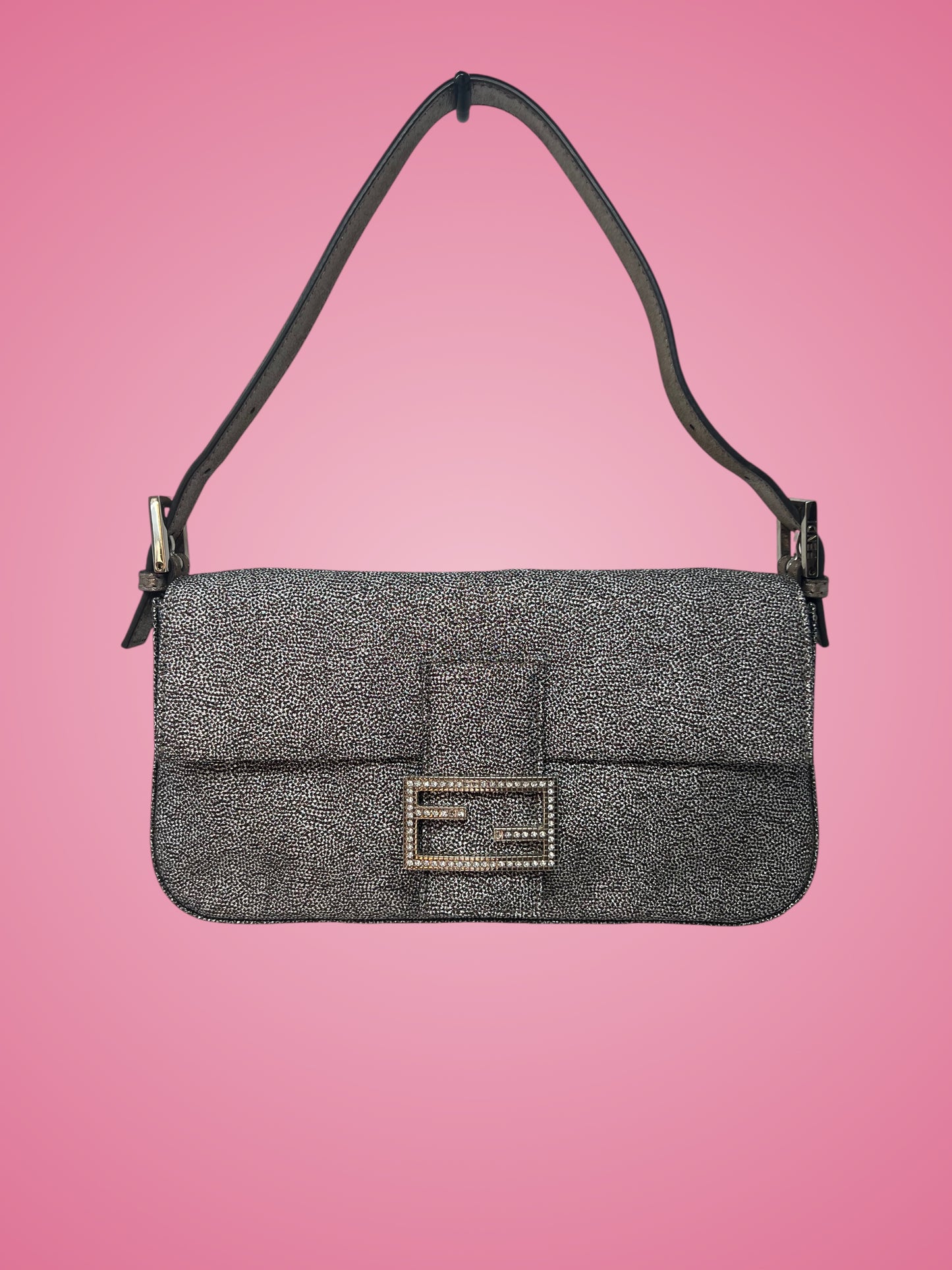 Fendi Baguette Silver Glitter