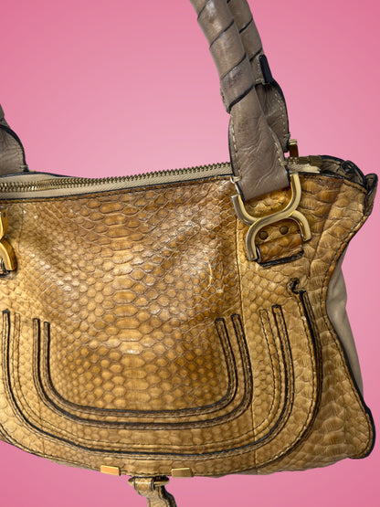 Chloe Brown Python Leather Shoulder Bag