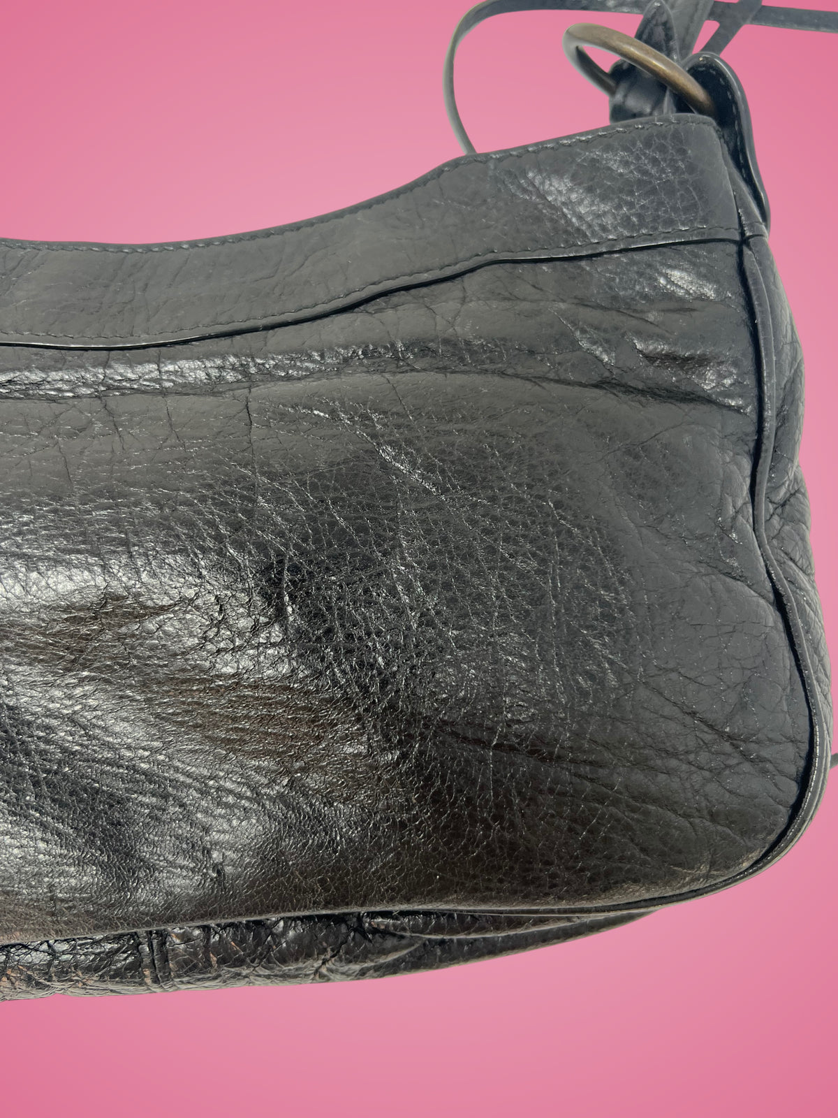 Balenciaga Moto Hip Crossbody Bag Black Leather