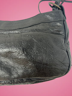 Balenciaga Moto Hip Crossbody Bag Black Leather