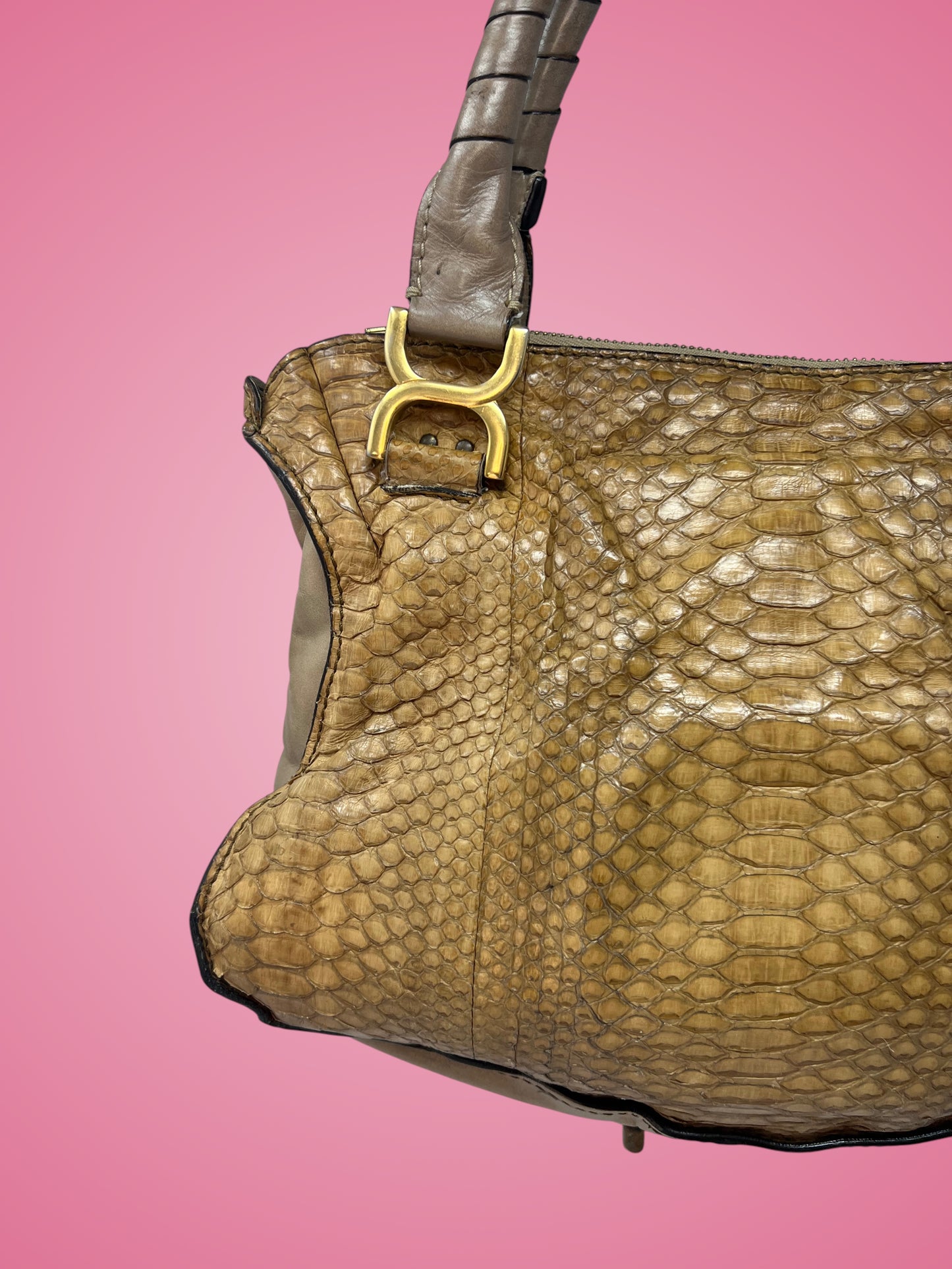 Chloe Brown Python Leather Shoulder Bag