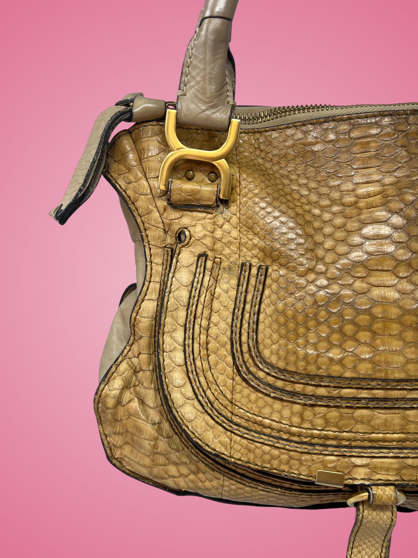 Chloe Brown Python Leather Shoulder Bag